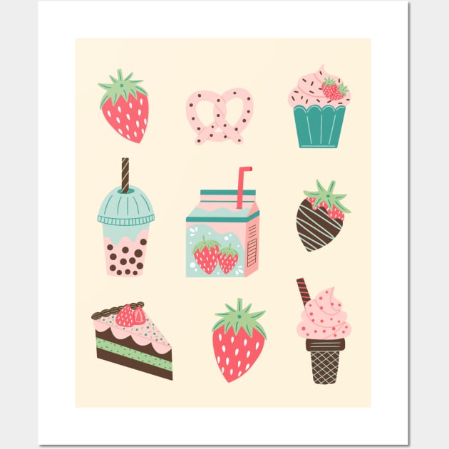 Strawberry Treats Wall Art by Drafts n Doodles